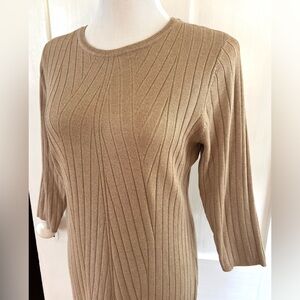 EUC Torrid Sz 1 sweater-knit shift dress, beige/tan, 3/4 sleeves